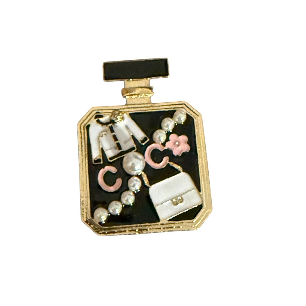 Black and Gold Perfume Bottle Fashion Brooch